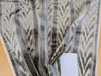 Scalamandre Marghillan Pewter Gray Off White Cotton Rayon Ikat Stripe Cut Velvet MSRP USD 738/y