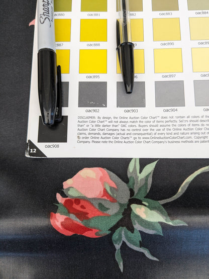 Scalamandre Old World Weavers Sesimbre Multi/Black Green Pink Peony Chintz Floral Botanical Large Pattern  Cotton MSRP USD 176/y