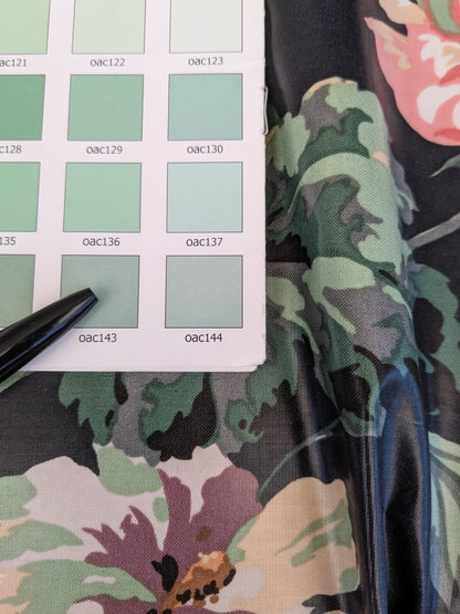 Scalamandre Old World Weavers Sesimbre Multi/Black Green Pink Peony Chintz Floral Botanical Large Pattern  Cotton MSRP USD 176/y