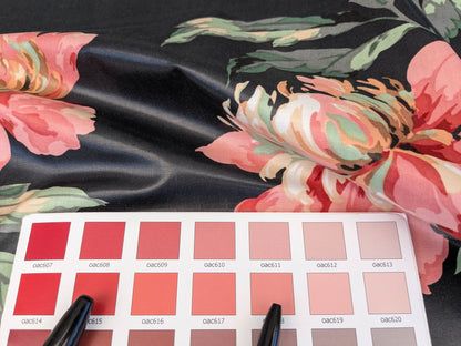 Scalamandre Old World Weavers Sesimbre Multi/Black Green Pink Peony Chintz Floral Botanical Large Pattern  Cotton MSRP USD 176/y