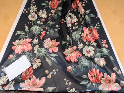 Scalamandre Old World Weavers Sesimbre Multi/Black Green Pink Peony Chintz Floral Botanical Large Pattern  Cotton MSRP USD 176/y