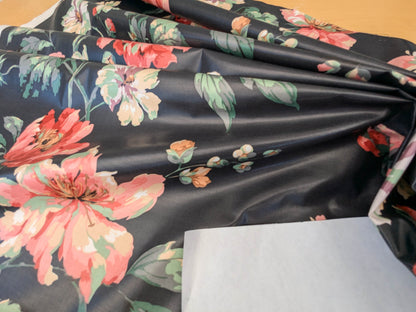 Scalamandre Old World Weavers Sesimbre Multi/Black Green Pink Peony Chintz Floral Botanical Large Pattern  Cotton MSRP USD 176/y