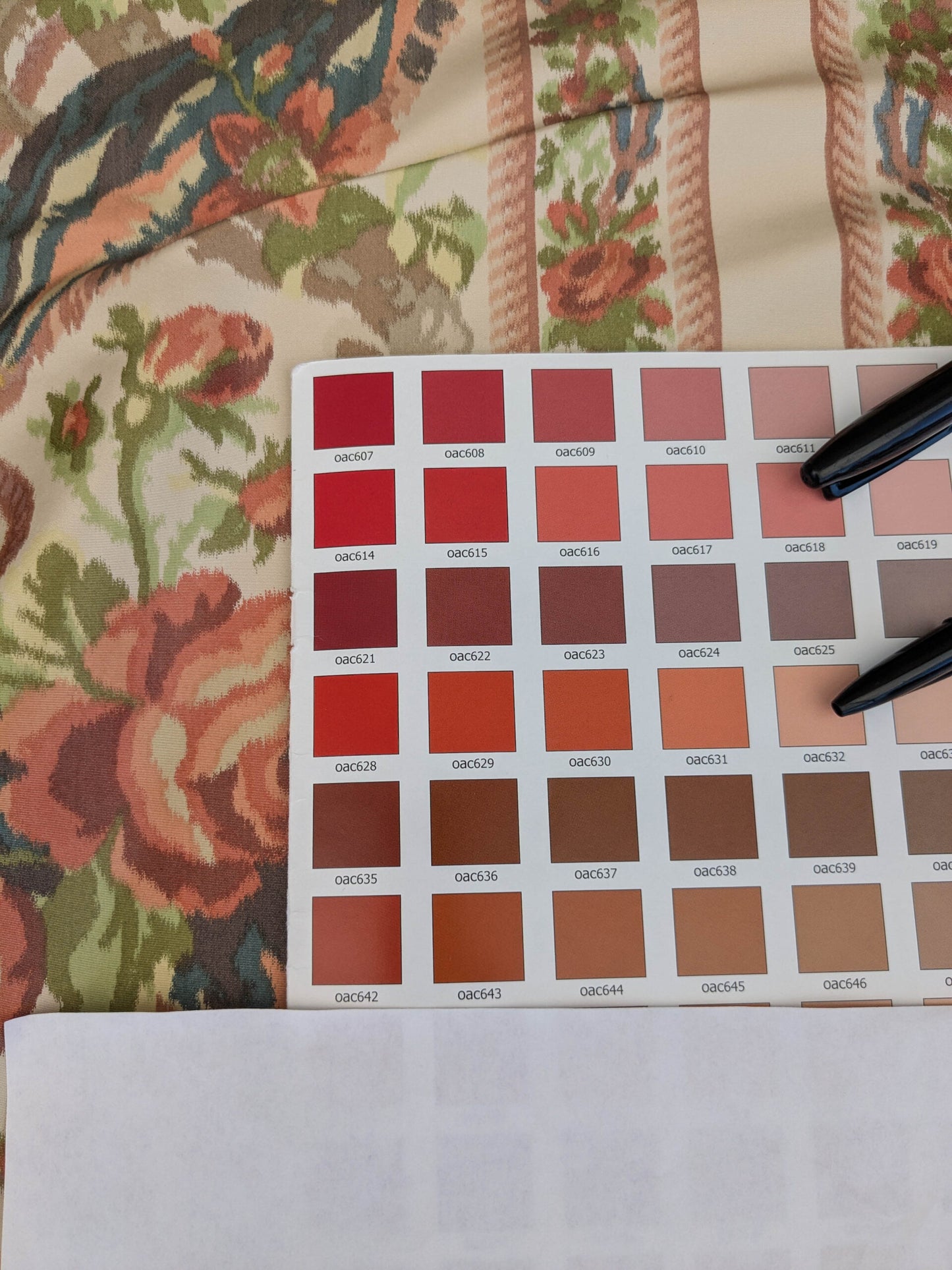 Scalamandre Tassinari & Chatel Stanislas Bordure Fond Creme Pink Blue Green Cream White Silk Floral Scroll Stripe MSRP USD 2968/y