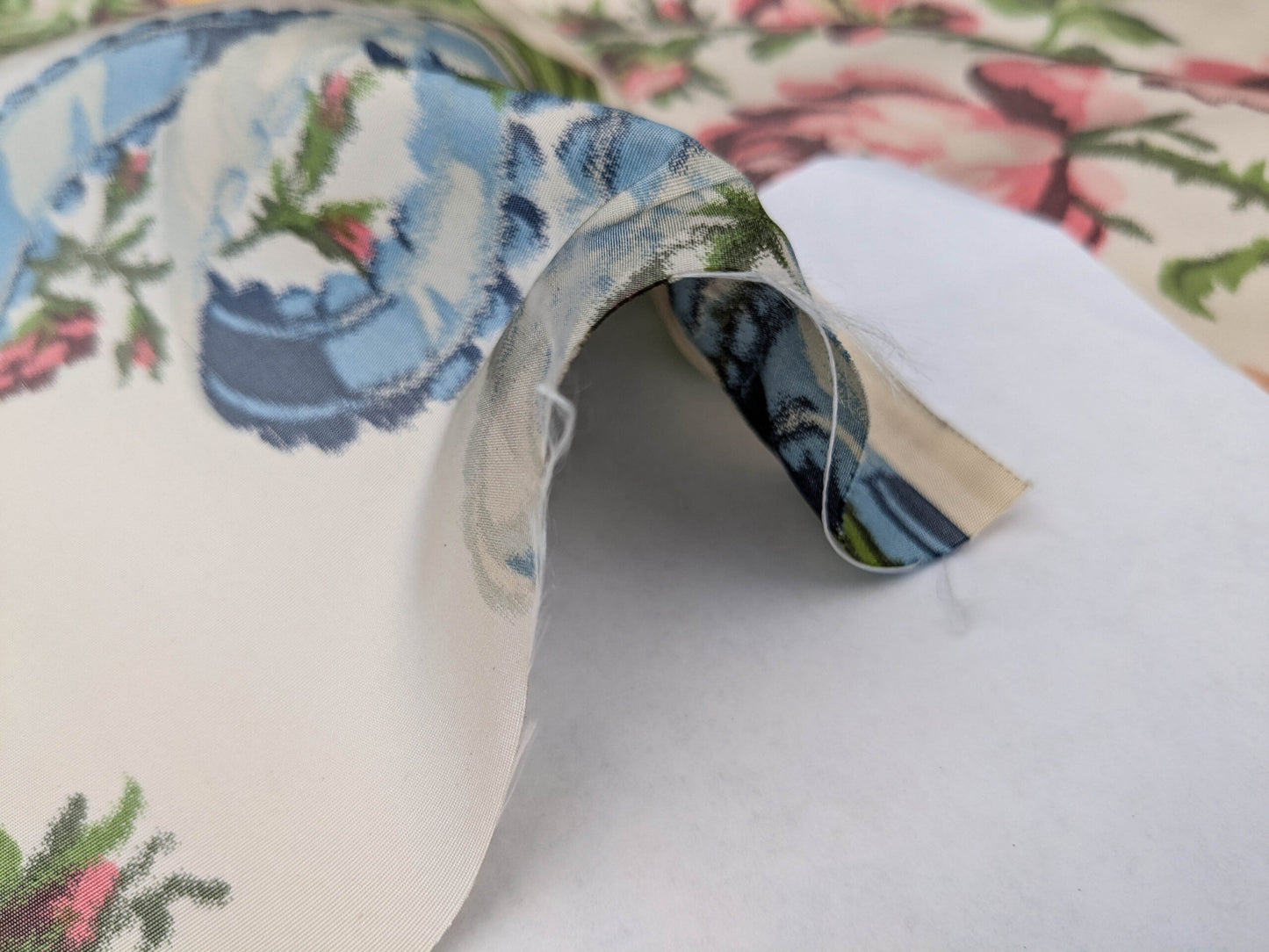 Scalamandre Tassinari &amp; Chatel  Adelaide Silk Warp Print Font Creme Beige Cream Blue Pink Floral Diamond Chateau of Versailles MSRP USD 2800+y