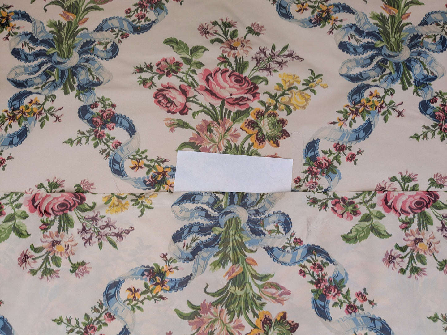 Scalamandre Tassinari &amp; Chatel  Adelaide Silk Warp Print Font Creme Beige Cream Blue Pink Floral Diamond Chateau of Versailles MSRP USD 2800+y