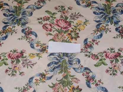 Scalamandre Tassinari &amp; Chatel  Adelaide Silk Warp Print Font Creme Beige Cream Blue Pink Floral Diamond Chateau of Versailles MSRP USD 2800+y