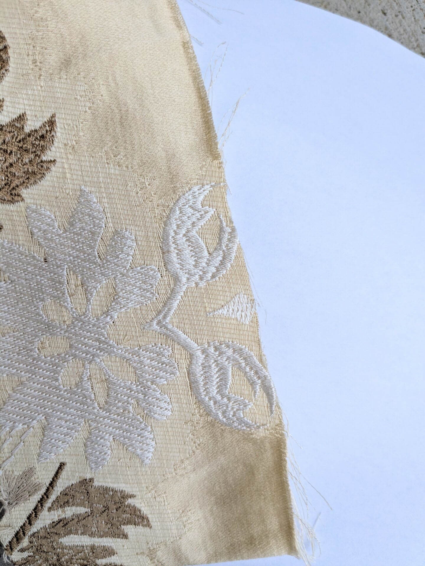 Lee Jofa Emilia Damask Color: 16-sandstone Silk Linen Embroidery MSRP USD348/y