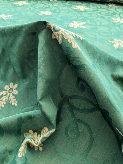 By yard Scalamandre Perugia Green Emerald Gold Damask Neoclassic Scroll Classic Medallion MSRP USD 156/y