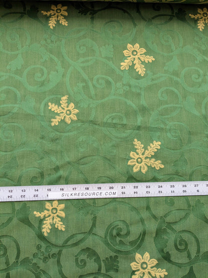 By yard Scalamandre Perugia Green Emerald Gold Damask Neoclassic Scroll Classic Medallion MSRP USD 156/y