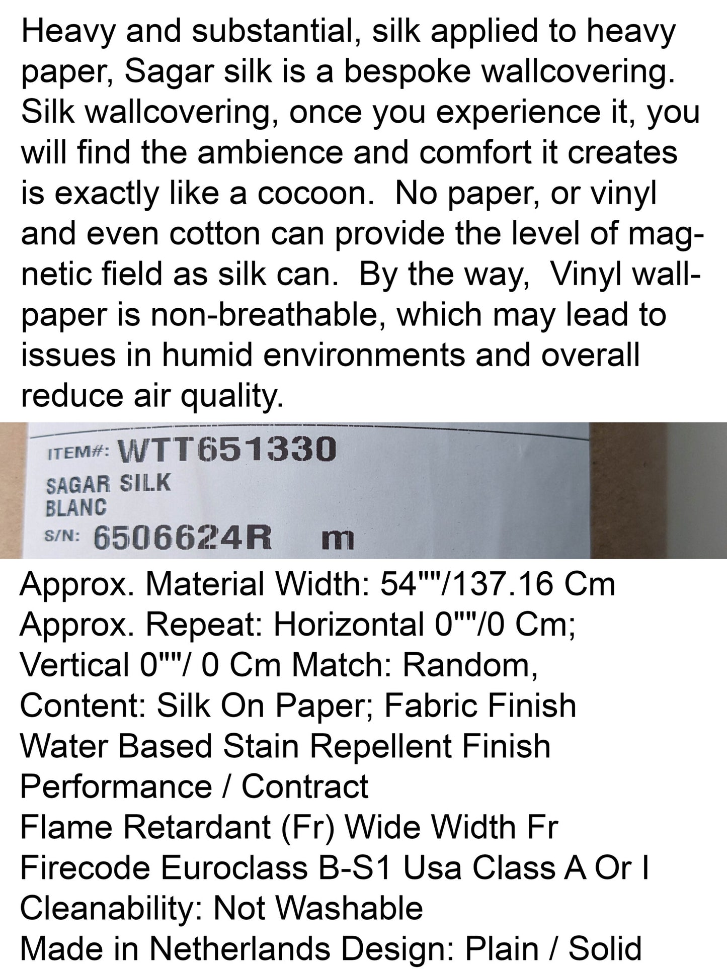 By yard Scalamandre Sagar Silk in Blanc Divine Silk Wallcovering in White Radiance from Netherland