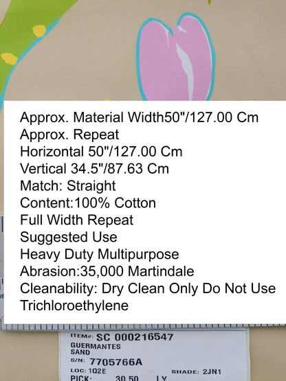 By yard Scalamandre Guermantes Sand Beige Modern Tulip Daffodil Blossom Wild Flower Cotton Satin Fine Art Print Heavy Duty