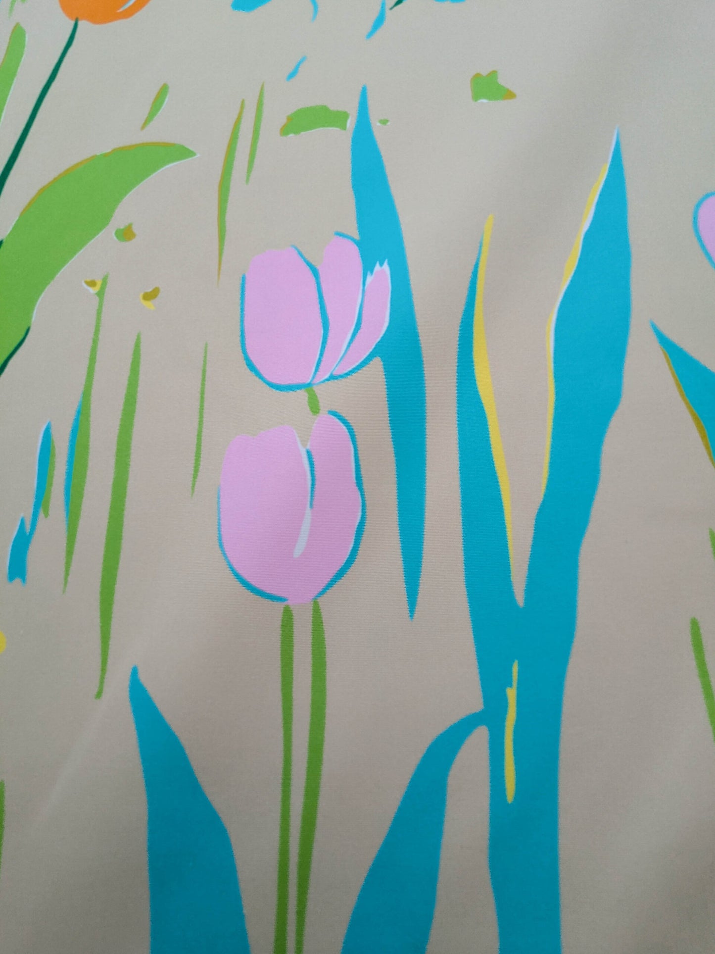 By yard Scalamandre Guermantes Sand Beige Modern Tulip Daffodil Blossom Wild Flower Cotton Satin Fine Art Print Heavy Duty