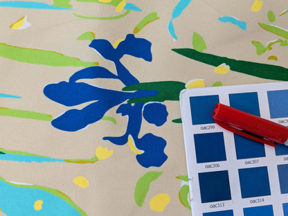 By yard Scalamandre Guermantes Sand Beige Modern Tulip Daffodil Blossom Wild Flower Cotton Satin Fine Art Print Heavy Duty