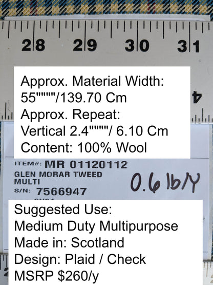 Scalamandre Glen Morar Tweed Scotland Multi Wool Plaid Check Blue Beige Red Small Scale MSRP USD260/y