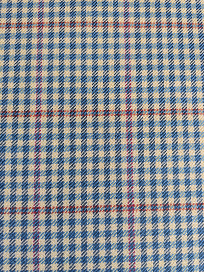 Scalamandre Glen Morar Tweed Scotland Multi Wool Plaid Check Blue Beige Red Small Scale MSRP USD260/y