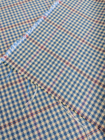 Scalamandre Glen Morar Tweed Scotland Multi Wool Plaid Check Blue Beige Red Small Scale MSRP USD260/y