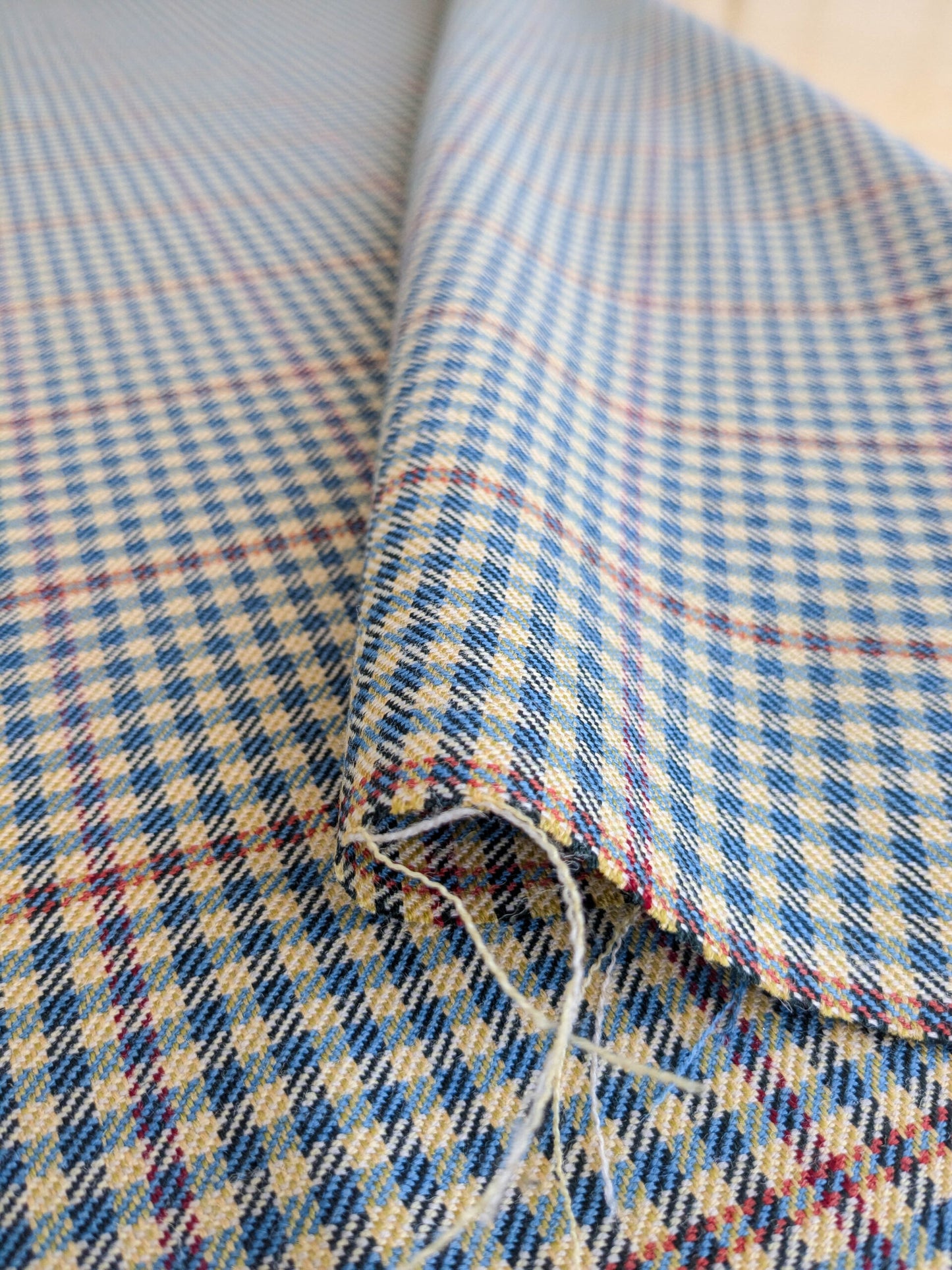 Scalamandre Glen Morar Tweed Scotland Multi Wool Plaid Check Blue Beige Red Small Scale MSRP USD260/y