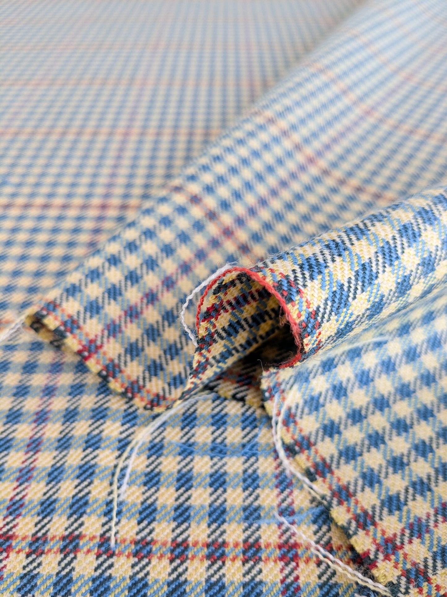 Scalamandre Glen Morar Tweed Scotland Multi Wool Plaid Check Blue Beige Red Small Scale MSRP USD260/y