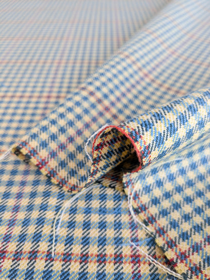 Scalamandre Glen Morar Tweed Scotland Multi Wool Plaid Check Blue Beige Red Small Scale MSRP USD260/y