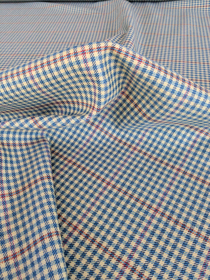 Scalamandre Glen Morar Tweed Scotland Multi Wool Plaid Check Blue Beige Red Small Scale MSRP USD260/y