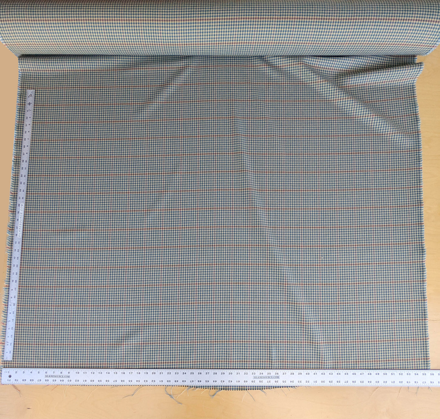 Scalamandre Glen Morar Tweed Scotland Multi Wool Plaid Check Blue Beige Red Small Scale MSRP USD260/y