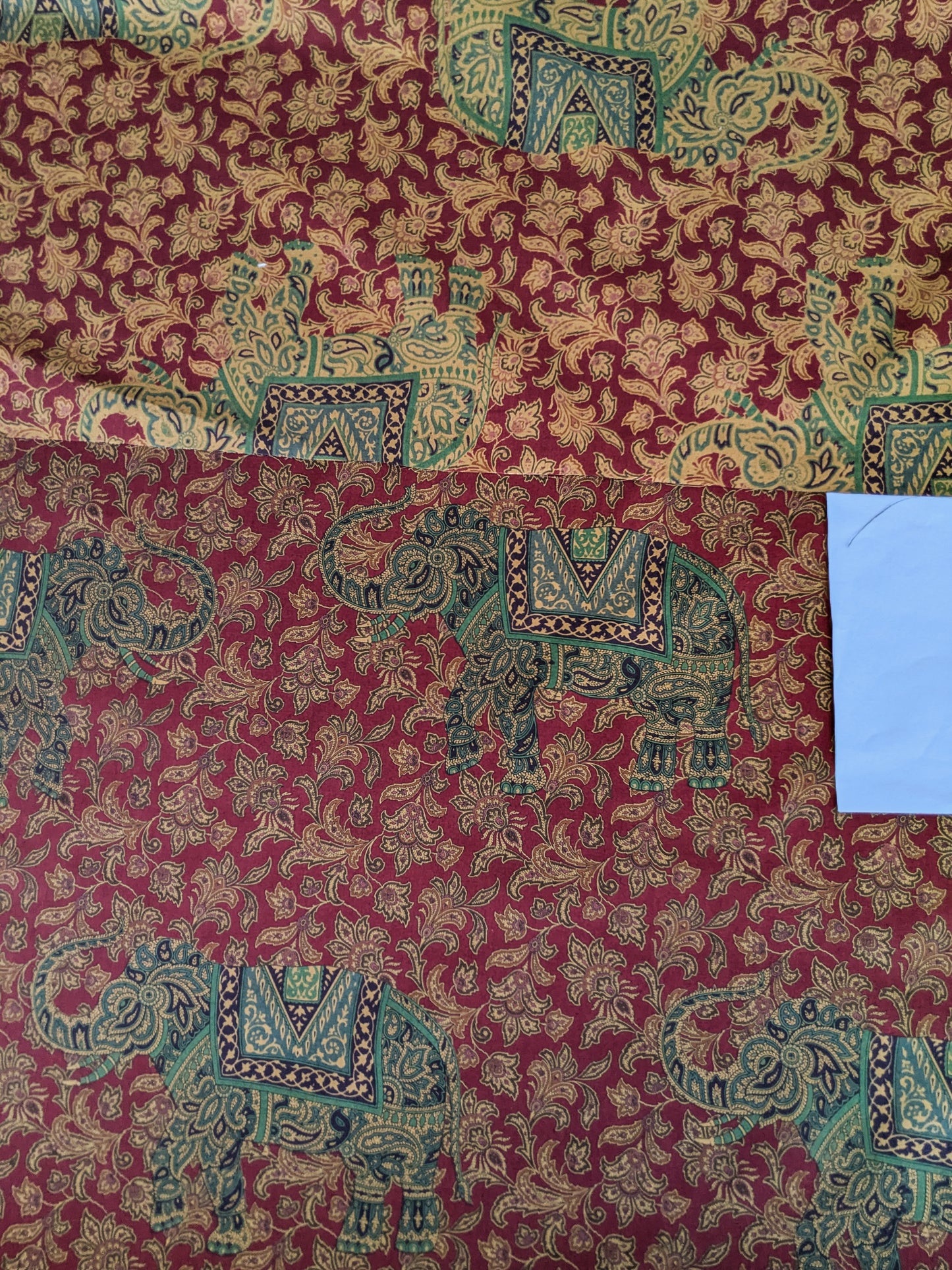 Scalamandre Elephanta With Border Garnet Red Brown Green Cotton Print Elephant Animals MSRP USD 276/y