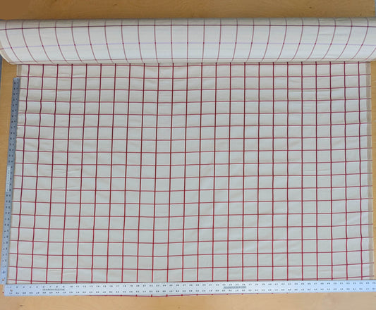 Scalamandre Louis Check Red on Creme Cream Beige Cotton Viscose Cotton Windowpane Plaid Check MSRP USD 176/y