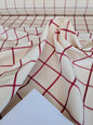 Scalamandre Louis Check Red on Creme Cream Beige Cotton Viscose Cotton Windowpane Plaid Check MSRP USD 176/y