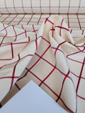 Scalamandre Louis Check Red on Creme Cream Beige Cotton Viscose Cotton Windowpane Plaid Check MSRP USD 176/y