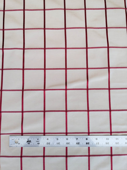 Scalamandre Louis Check Red on Creme Cream Beige Cotton Viscose Cotton Windowpane Plaid Check MSRP USD 176/y
