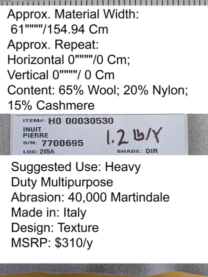 Scalamandre Inuit Pierre Light Gray Wool &amp; Cashmere Blend MSRP USD 310/y