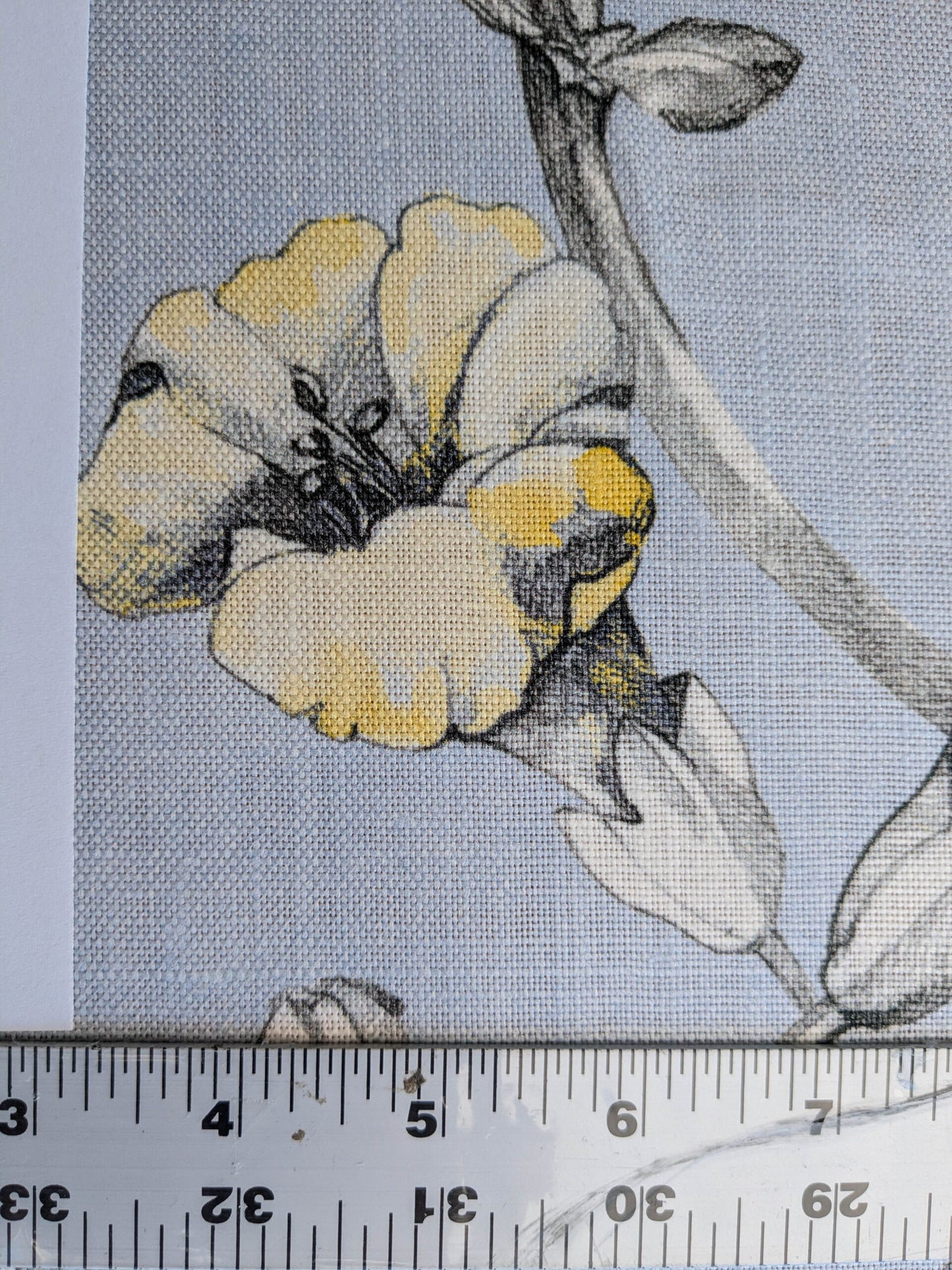 Scalamandre Merrimon in Light Blue Print Silky Linen Fragrant Summer lilac trumpet flower or jimsonweed MSRP USD 346/y
