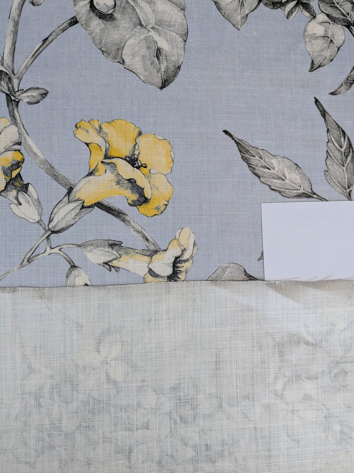 Scalamandre Merrimon in Light Blue Print Silky Linen Fragrant Summer lilac trumpet flower or jimsonweed MSRP USD 346/y