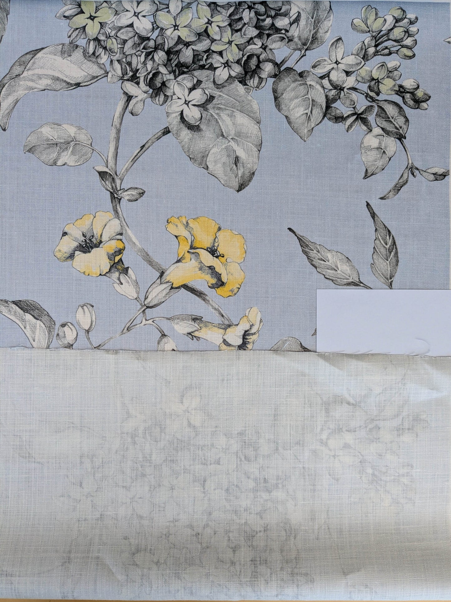 Scalamandre Merrimon in Light Blue Print Silky Linen Fragrant Summer lilac trumpet flower or jimsonweed MSRP USD 346/y