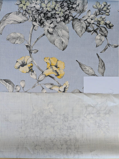Scalamandre Merrimon in Light Blue Print Silky Linen Fragrant Summer lilac trumpet flower or jimsonweed MSRP USD 346/y
