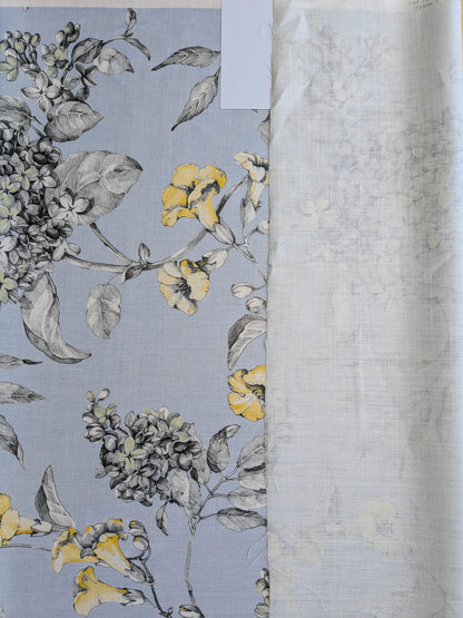 Scalamandre Merrimon in Light Blue Print Silky Linen Fragrant Summer lilac trumpet flower or jimsonweed MSRP USD 346/y