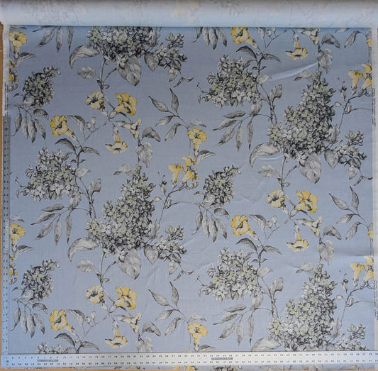 Scalamandre Merrimon in Light Blue Print Silky Linen Fragrant Summer lilac trumpet flower or jimsonweed MSRP USD 346/y