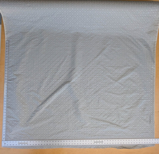 By yard Scalamandre Grey Watkins Como Silk Seafog Light Gray Four -Leaf Clover Diamond Italian Silk Damask Lattice Crest Flora Serene MSRP USD428/y