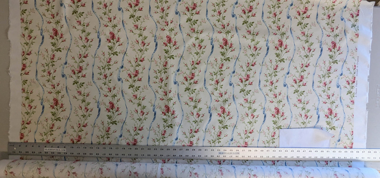 Special Order Vervain Jean Monroe Cheltenham Pink White Stripe Floral Cotton