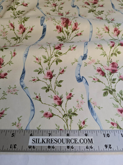 Special Order Vervain Jean Monroe Cheltenham Pink White Stripe Floral Cotton