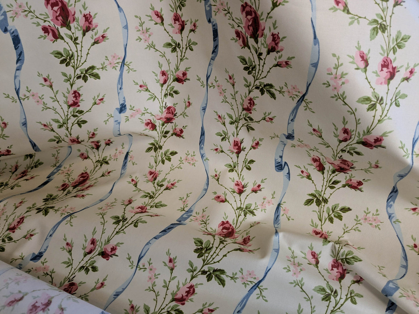 Special Order Vervain Jean Monroe Cheltenham Pink White Stripe Floral Cotton