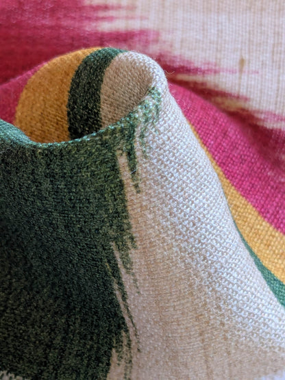 Clarence House Grand Pamir Ikat Linen Scarlet &amp; Green MSRP USD 370/y