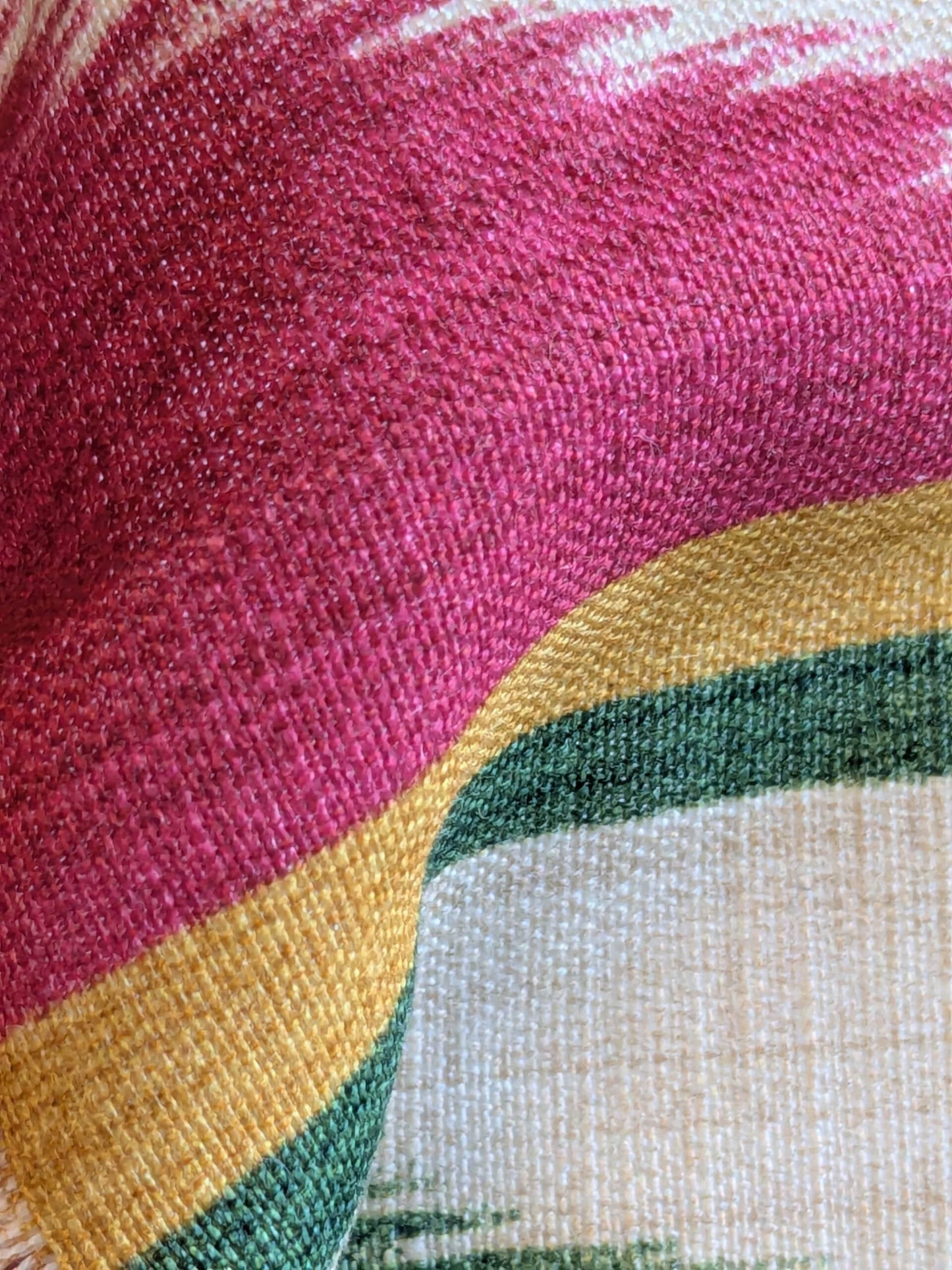 Clarence House Grand Pamir Ikat Linen Scarlet &amp; Green MSRP USD 370/y