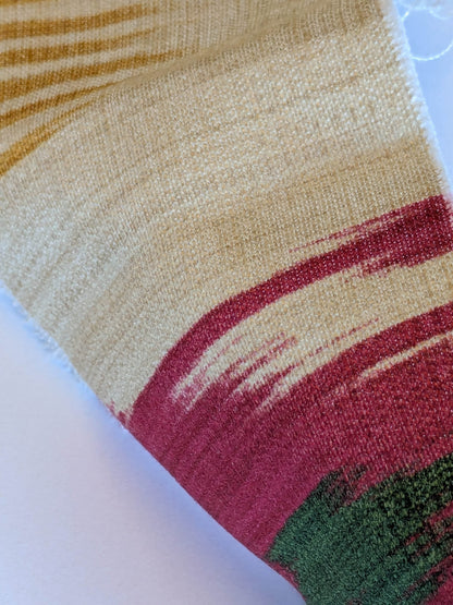 Clarence House Grand Pamir Ikat Linen Scarlet &amp; Green MSRP USD 370/y