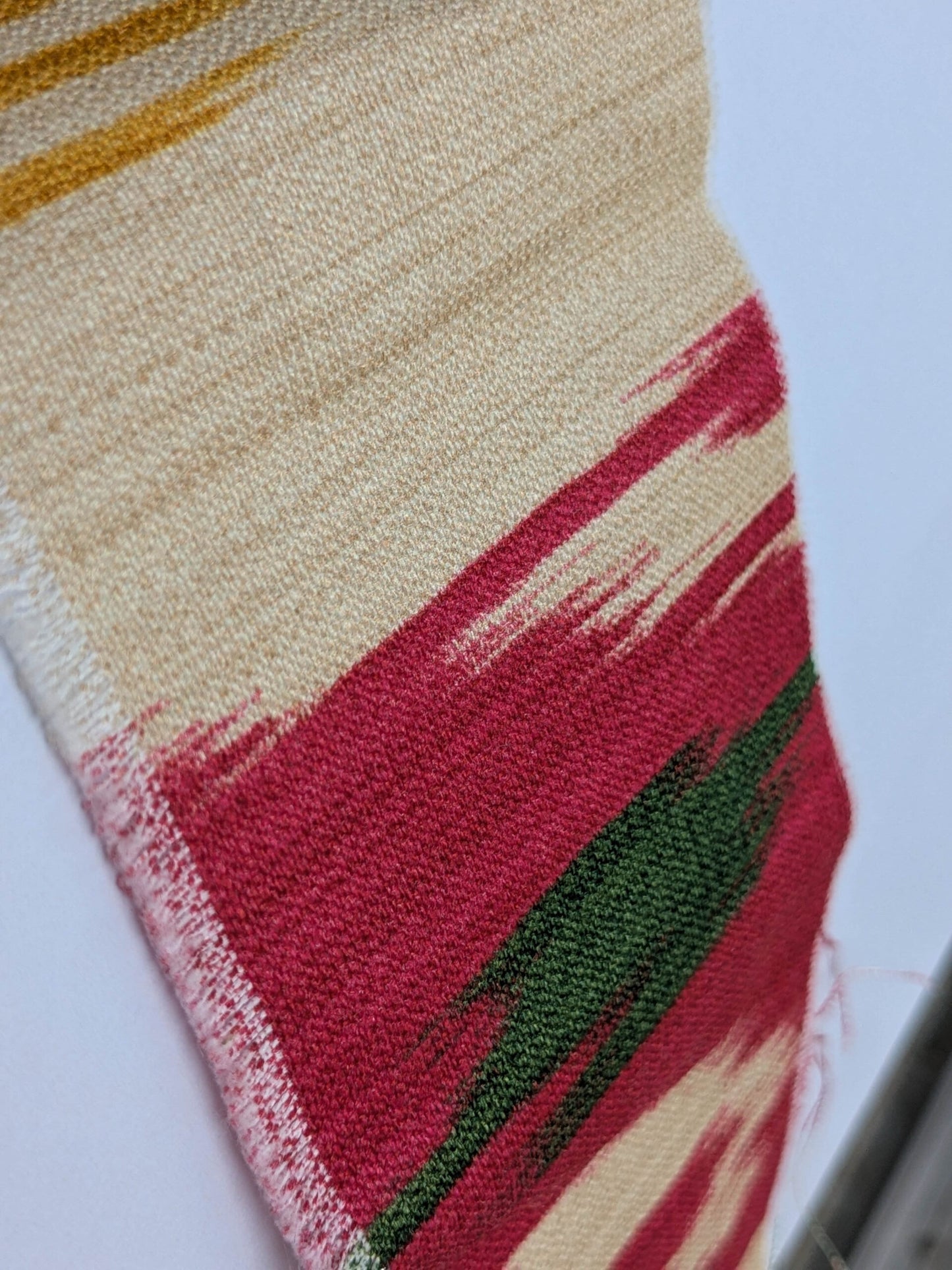 Clarence House Grand Pamir Ikat Linen Scarlet &amp; Green MSRP USD 370/y