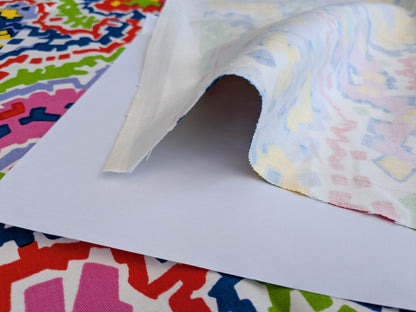 China Sea Quadrille Fabric 0.9Yard Plus 32x15" Saratoga Colorful Hand Print Hand Printed MSRP USD 300/Yard