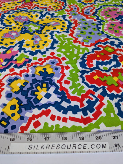 China Sea Quadrille Fabric 0.9Yard Plus 32x15" Saratoga Colorful Hand Print Hand Printed MSRP USD 300/Yard