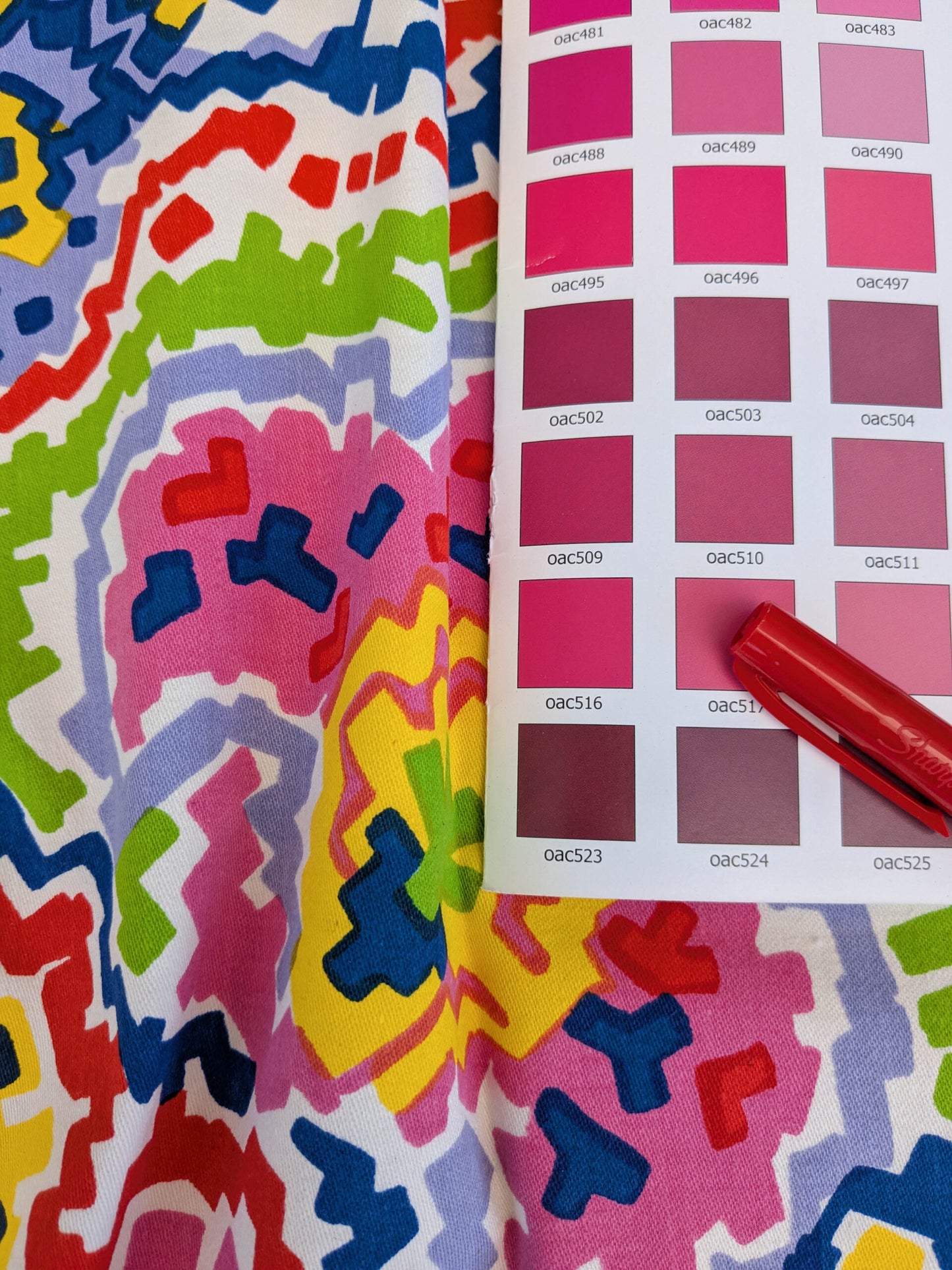 China Sea Quadrille Fabric 0.9Yard Plus 32x15" Saratoga Colorful Hand Print Hand Printed MSRP USD 300/Yard