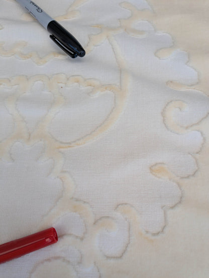 3 yards Scalamandre Fonthill Velours Savoie Cream White Cut Velvet 100% Cotton Old World Weavers MSRP USD 304/Y Minor Defect