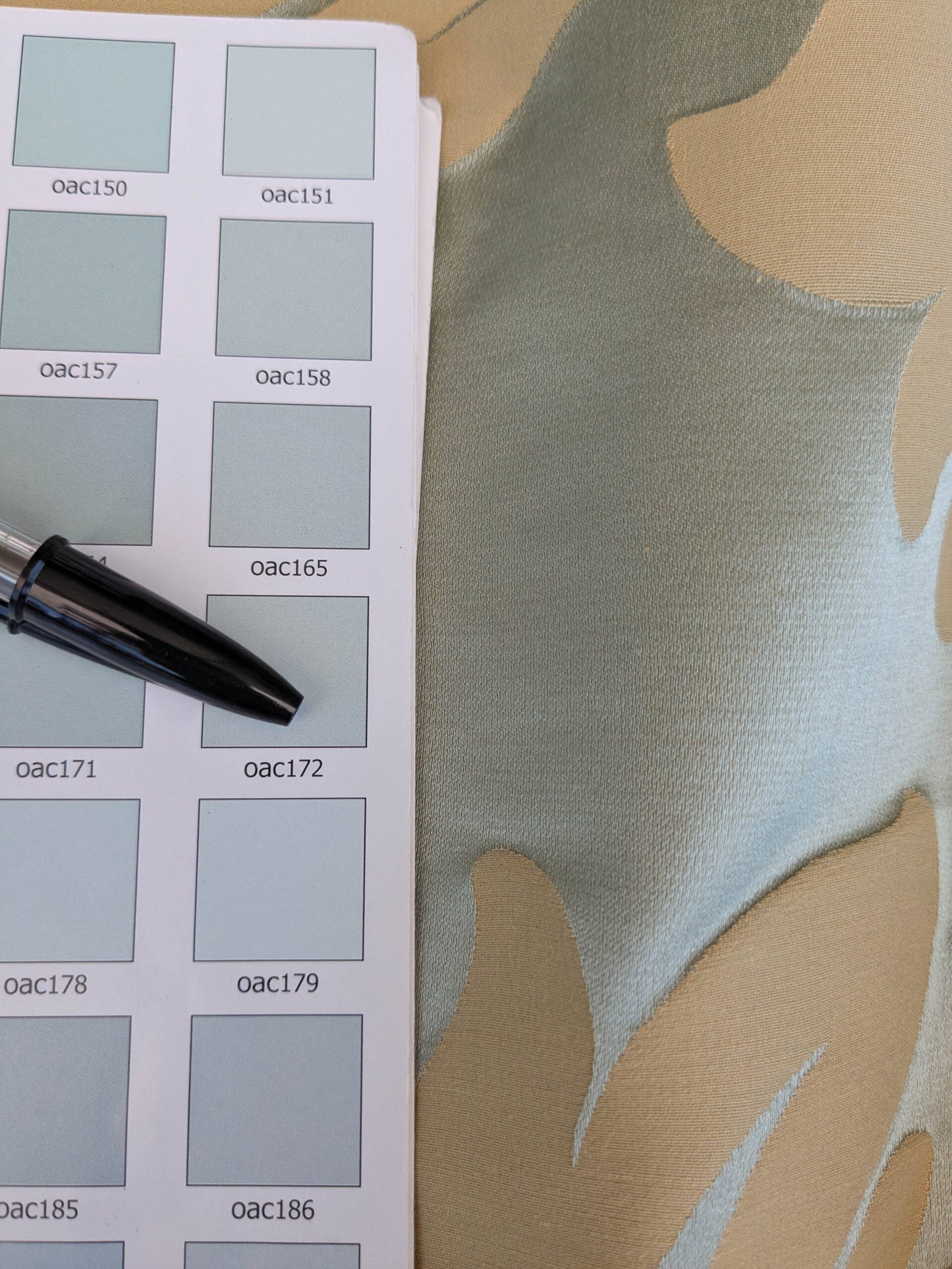 By Yard Loggia Silk Cotton Renaissance Damask Satin Aqua Light Blue Beige  Highest Quality MSRP USD 500+/Y